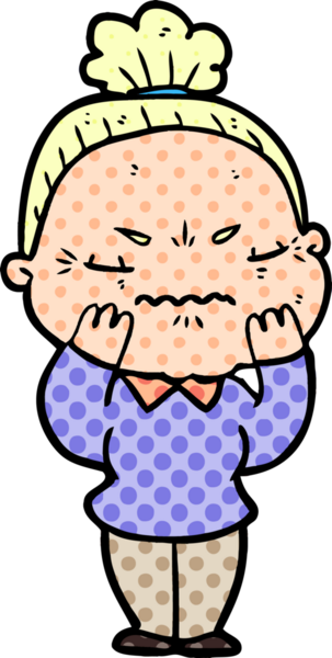 Çizgi film bir insan tarafından çizilmiş yaşlı bir kadın tarafından rahatsız edildi.