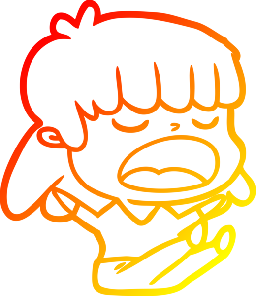 Bir insan tarafından yüksek sesle çizilmiş bir çizgi film kadını çizimi.