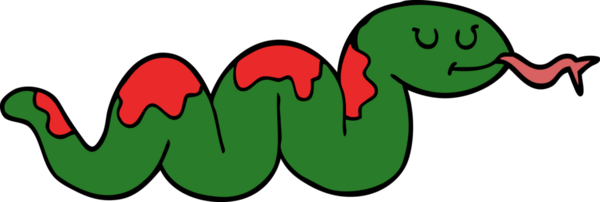 Bir insan tarafından çizilmiş çizgi film yılanı.