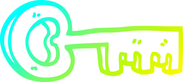 Bir insan tarafından çizilen altın anahtarın soğuk gradyan çizgisi.