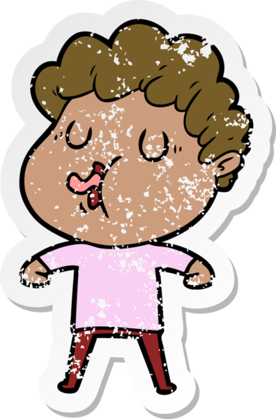 Bir insan tarafından çizilmiş bir çizgi film karakterinin sıkıntılı çıkartması.