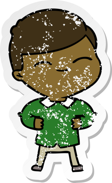 Bir insan tarafından çizilmiş gülümseyen bir karikatür çıkartması.