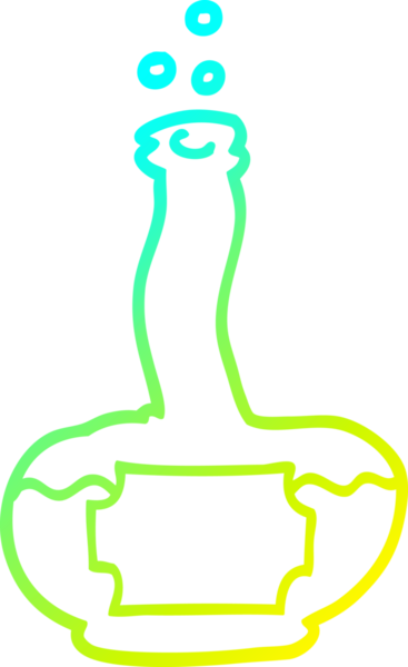 Bir insan tarafından çizilmiş eski bir rom şişesinin soğuk gradyan çizimi