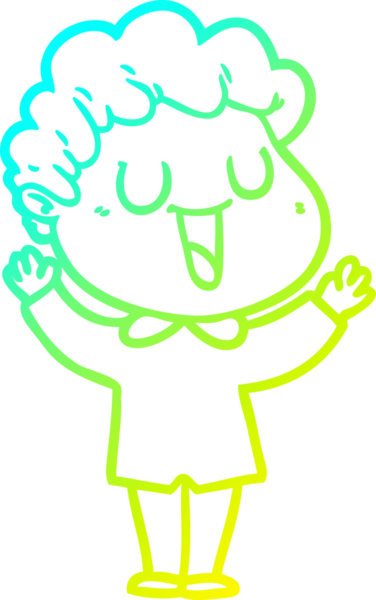 Bir insan tarafından çizilmiş gülen bir çizgi film karakterinin soğuk gradyan çizgisi.