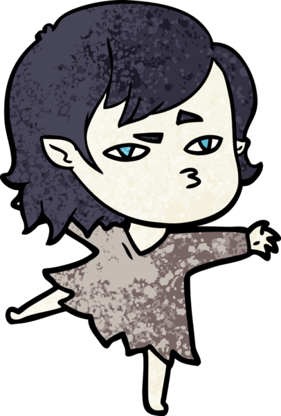 Bir insan tarafından çizilmiş vampir kız çizgi filmi.