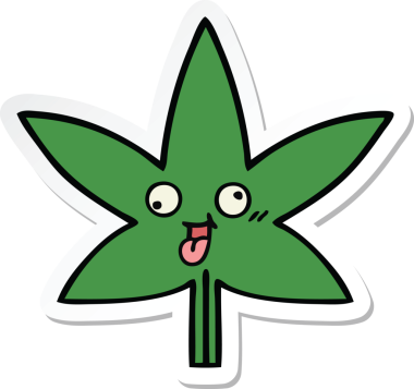 Bir insan tarafından çizilmiş marihuana yaprağının çıkartması.