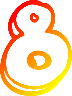 Bir insan tarafından çizilen sekiz numaralı çizgi filmin sıcak gradyan çizimi