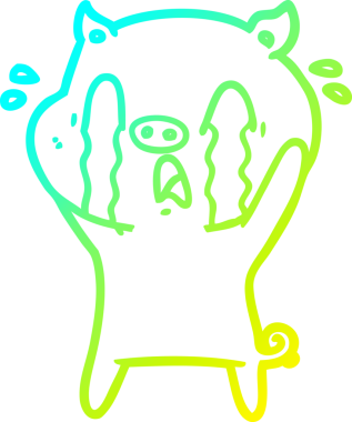 Bir insan tarafından çizilmiş ağlayan domuz çizgi filmi.