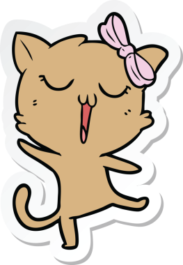 Bir insan tarafından çizilmiş çizgi film kedisinin çıkartması.