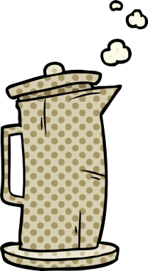 Bir insan tarafından çizilmiş eski tarz bir çaydanlık.