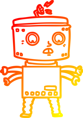 Bir insan tarafından çizilen çizgi film robotunun sıcak çizgi çizimi