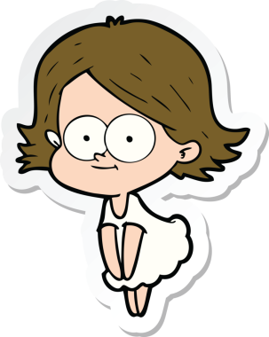 Bir insan tarafından çizilmiş mutlu bir çizgi film kızının çıkartması.