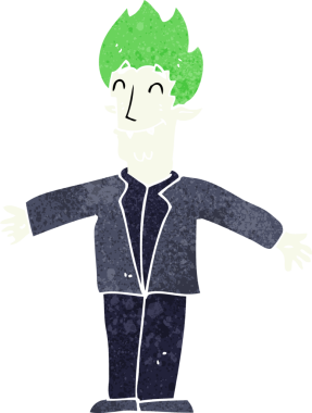 Bir insan tarafından çizilmiş mutlu vampir çizgi filmi.