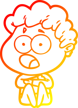 Bir insan tarafından şaşırtılarak çizilen çizgi film karakterinin sıcak çizgi çizimi.