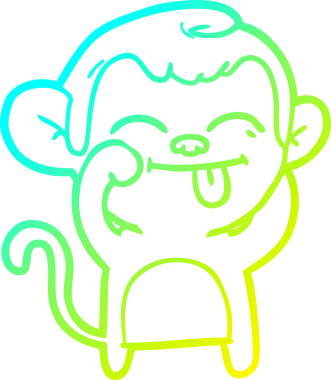 Bir insan tarafından çizilmiş komik bir çizgi maymunun soğuk eğim çizgisi.