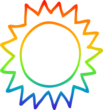 gökkuşağı gradyan çizgi çizimi bir insan tarafından çizilmiş bir çizgi güneş