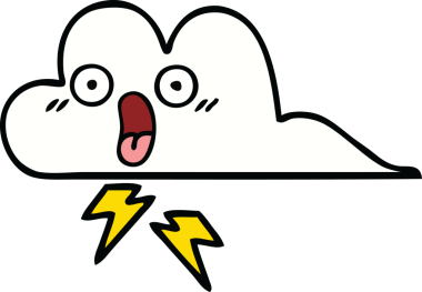 Bir insan tarafından çizilmiş güzel bir gök gürültüsü bulutu karikatürü