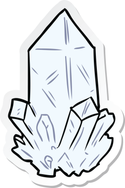 Bir insan tarafından çizilmiş karikatür kuvars kristalinin çıkartması.