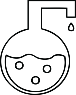 Bir insan tarafından çizilmiş bir bilim deneyinin çizgi çizimi