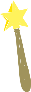 Bir insan tarafından çizilmiş sihirli değneğin düz renk çizimi