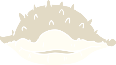 Bir insan tarafından çizilmiş bir deniz kabuğunun el çizimi karikatürü.