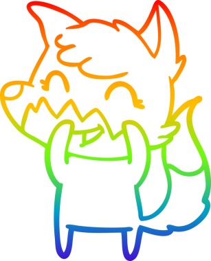 gökkuşağı gradyanı çizimi bir insan tarafından çizilmiş mutlu bir tilki çizgi filmi.