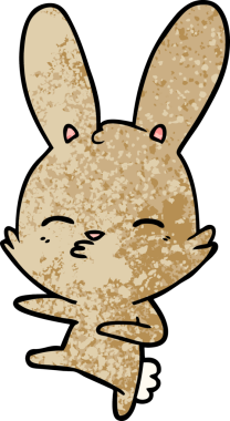 Bir insan tarafından çizilmiş meraklı tavşan çizgi filmi.