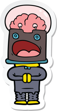 Bir insan tarafından çizilmiş robot karikatür çıkartması.