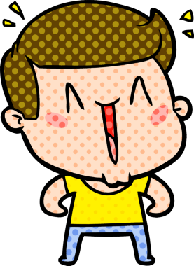 Bir insan tarafından çizilmiş heyecanlı bir çizgi film.