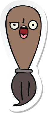 Bir insan tarafından çizilmiş şirin bir karikatür fırçasının çıkartması.