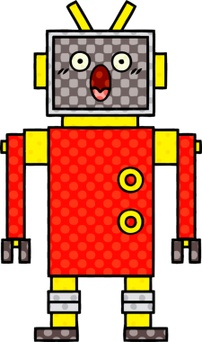 bir insan tarafından çizilmiş bir robotun çizgi roman tarzı