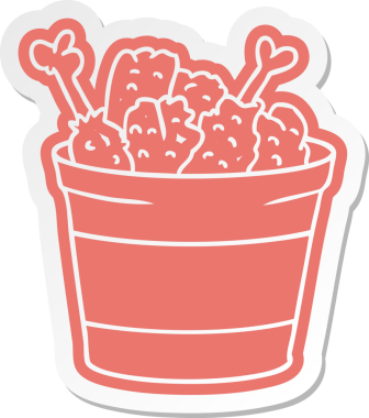 Bir insan tarafından çizilmiş kızarmış tavuk etiketi.