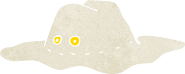 bir insan tarafından çizilmiş eski bir Avustralya şapkası.