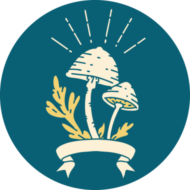 Bir insan tarafından çizilmiş dövme stili mantarların simgesi