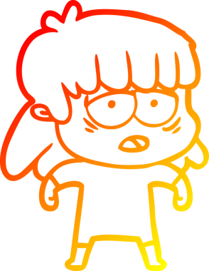 Bir insan tarafından çizilmiş, karikatür çizen, yorgun bir kadın.