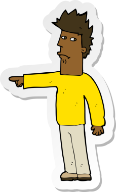 Bir insan tarafından çizilmiş bir karikatür adamın çıkartması.