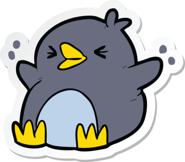 Bir insan tarafından çizilmiş karikatür pengueni çıkartması.