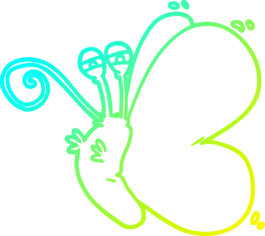 Bir insan tarafından çizilmiş komik bir kelebeğin soğuk gradyan çizgisi