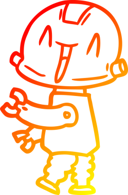 Bir insan tarafından çizilen çizgi film robotunun sıcak çizgi çizimi