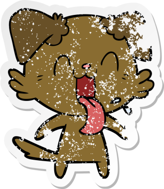 Bir insan tarafından çizilmiş, nefes nefese kalmış bir köpeğin sıkıntılı çıkartması.