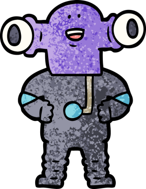 Bir insan tarafından çizilmiş dostane bir uzaylı çizgi filmi.