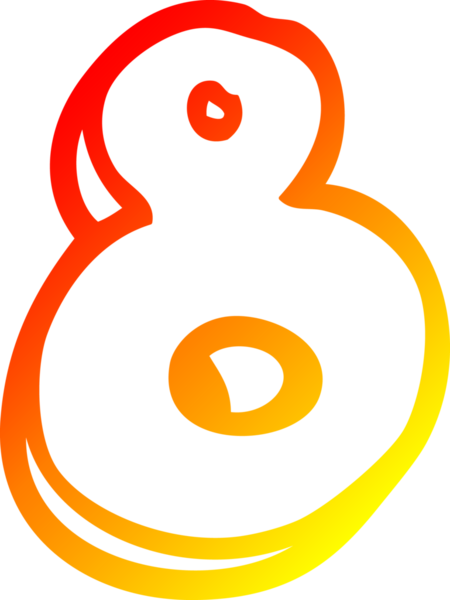 Bir insan tarafından çizilen sekiz numaralı çizgi filmin sıcak gradyan çizimi