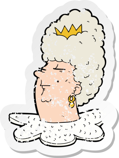 Bir karikatür kraliçesinin insan tarafından çizilmiş gerilimli çıkartması.