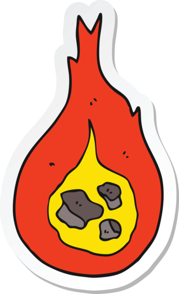 Bir insan tarafından çizilmiş bir ateş topunun çıkartması.