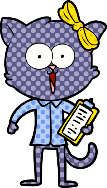 Bir insan tarafından çizilmiş çizgi film kedisi.