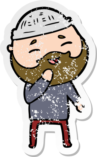 Bir insan tarafından çizilmiş mutlu sakallı bir adamın sıkıntılı çıkartması.