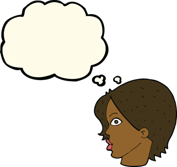 Bir insan tarafından çizilmiş düşünce baloncuğu olan bir karikatür.