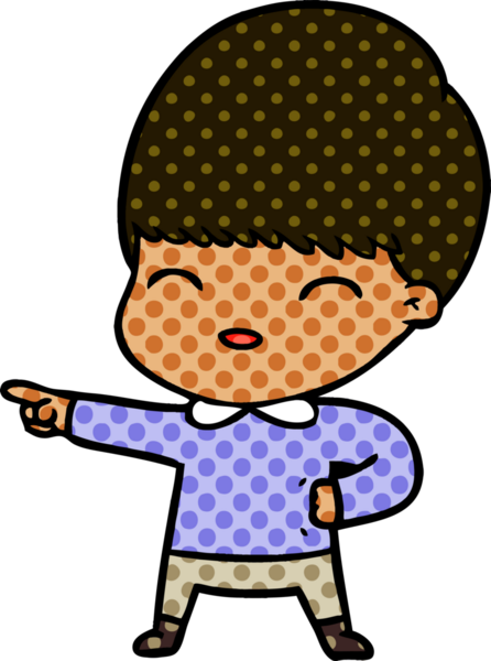 Bir insan tarafından çizilmiş mutlu çizgi film çocuğu.