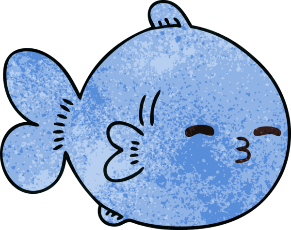 Bir insan tarafından çizilmiş garip bir karikatür balığı.