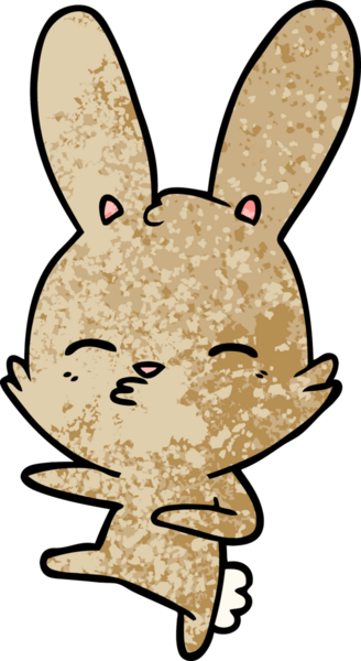 Bir insan tarafından çizilmiş meraklı tavşan çizgi filmi.